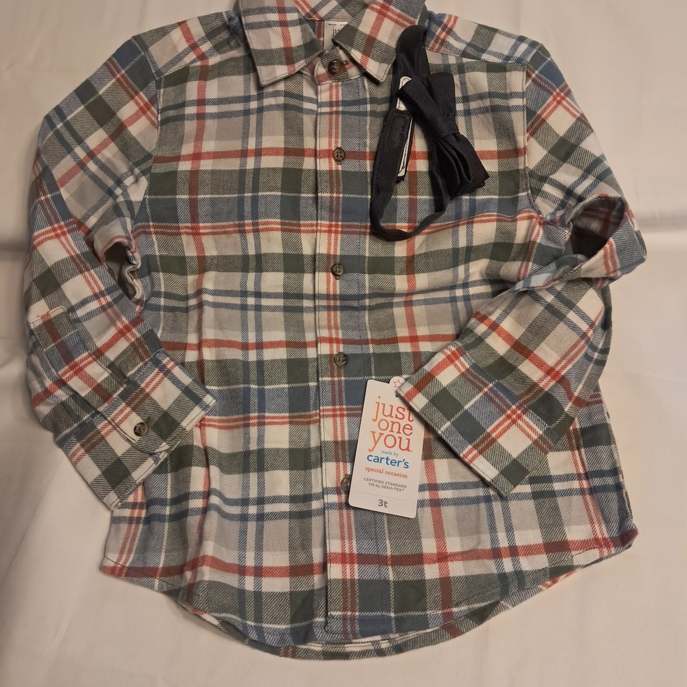 3T Carter's Kids Plaid Shirt - Red, Green, Blue